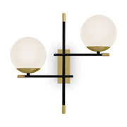 Applique Contemporanea Nostalgia Metallo Oro 2 Luci Diffusori Bianchi