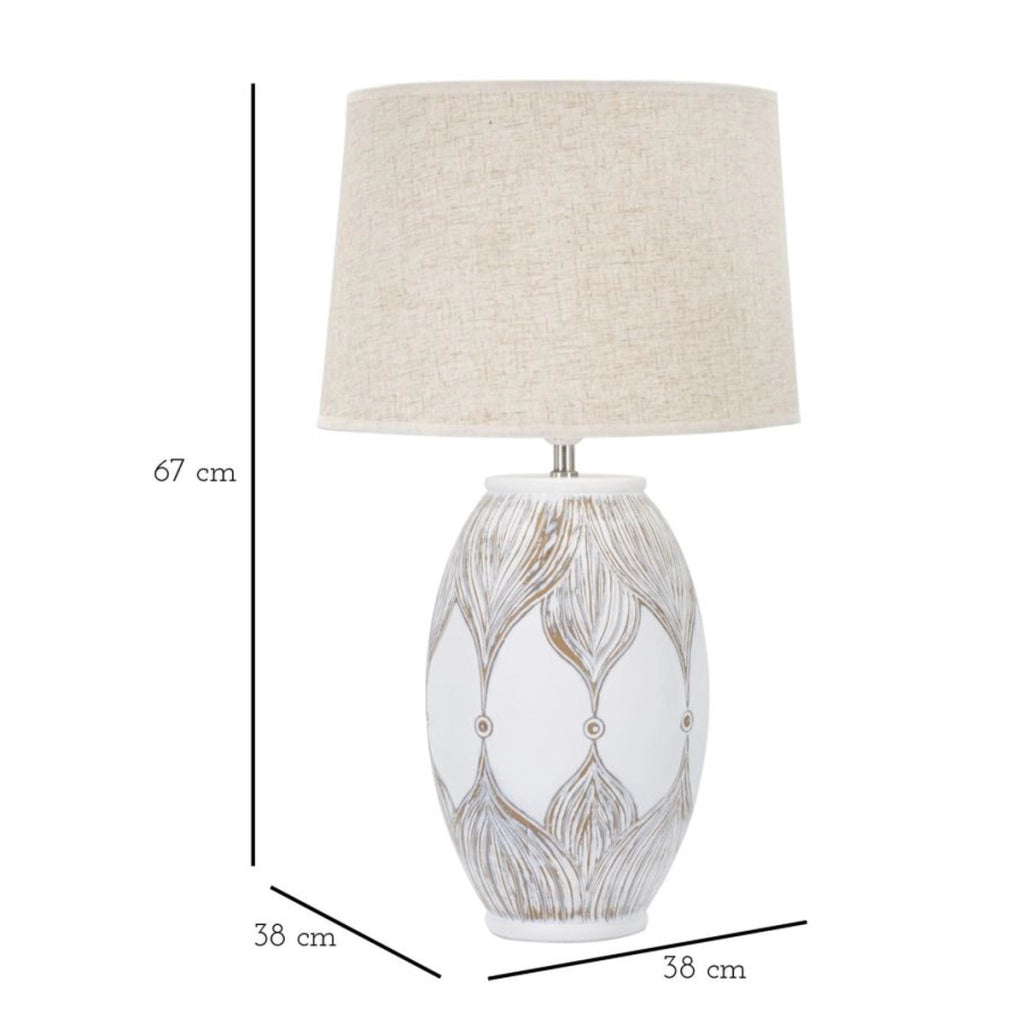 Lampada da Tavolo VKH166, Bianco, Poliresina, 38x38x67 cm