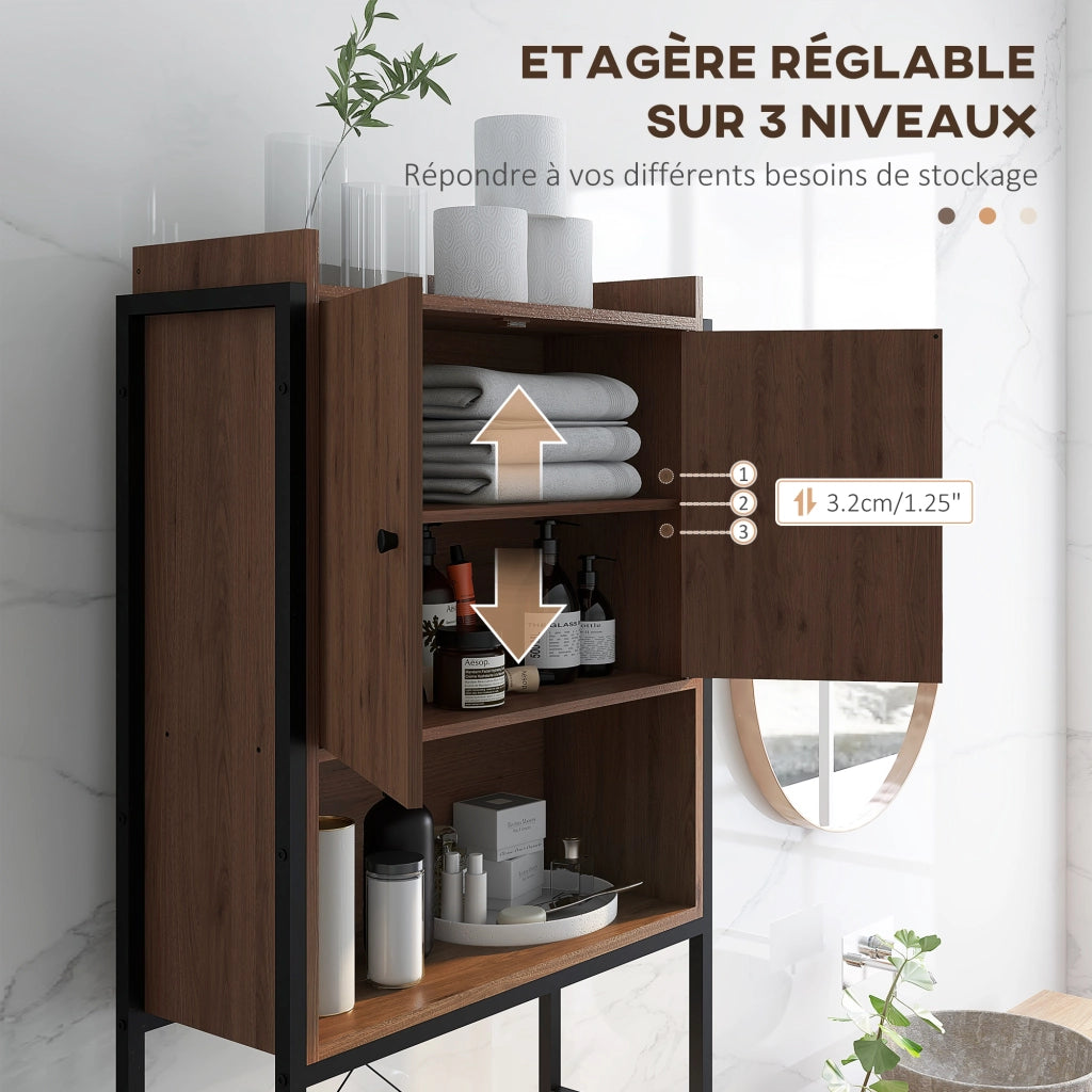Mobile Bagno Armadietto Ante Niche ¨C Zephmum ¨C 68x25.5x172.5 cm Marrone Nero
