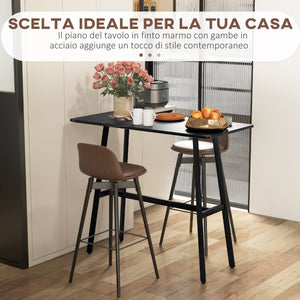 Tavolo Bar Rettangolare Alto 118x58x98 cm in MDF e Metallo Nero