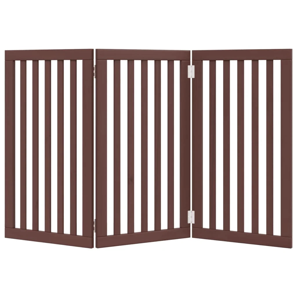 Cancelletto di sicurezza pieghevole per cani a 3 pannelli 150 cm legno di pioppo marrone 02_0023064