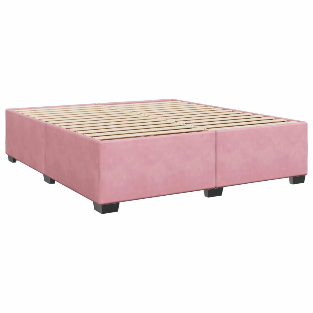 Letto box spring con materasso Rosa 200 x 200 cm Velluto 3455185