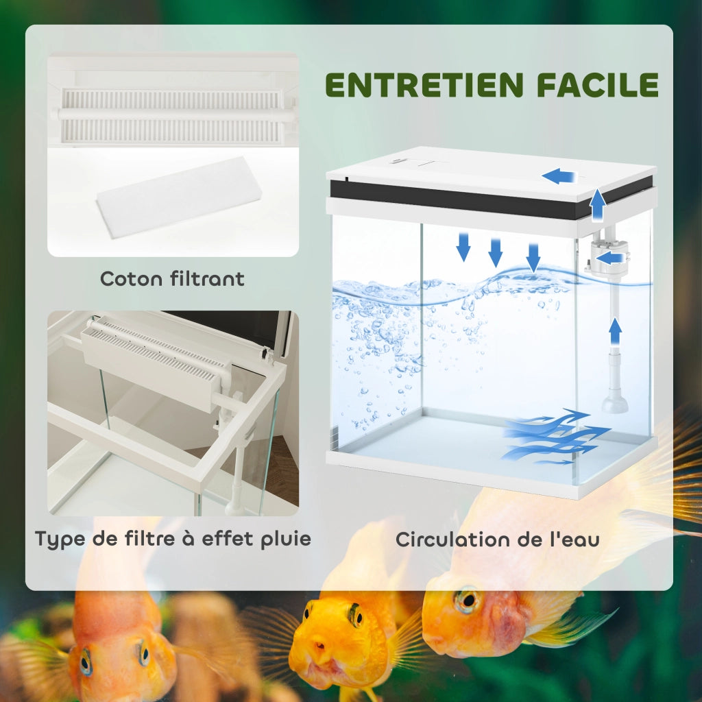 Acquario completo in vetro 14L con filtro LED pompa acqua ¨C zephmum ¨C 30x20x33 cm bianco