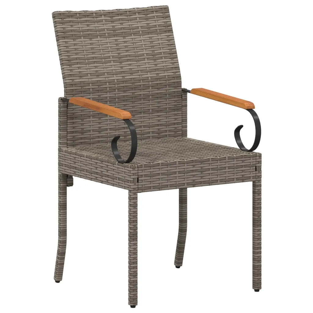 Sedie da giardino 2 pcs Grigio e Blu Navy Polyrattan e acacia 42025883