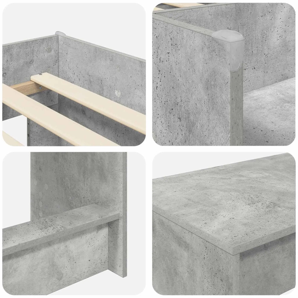Letto alto per bambini con scrivania 2 pz Grigio Cemento 3423441