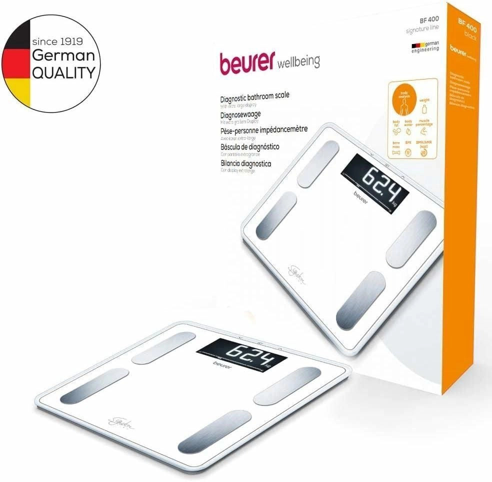 Beurer BF 400 Signature Line White Bilancia Diagnostica con Portata fino a 200 kg, 31 x 31 cm, Bianco