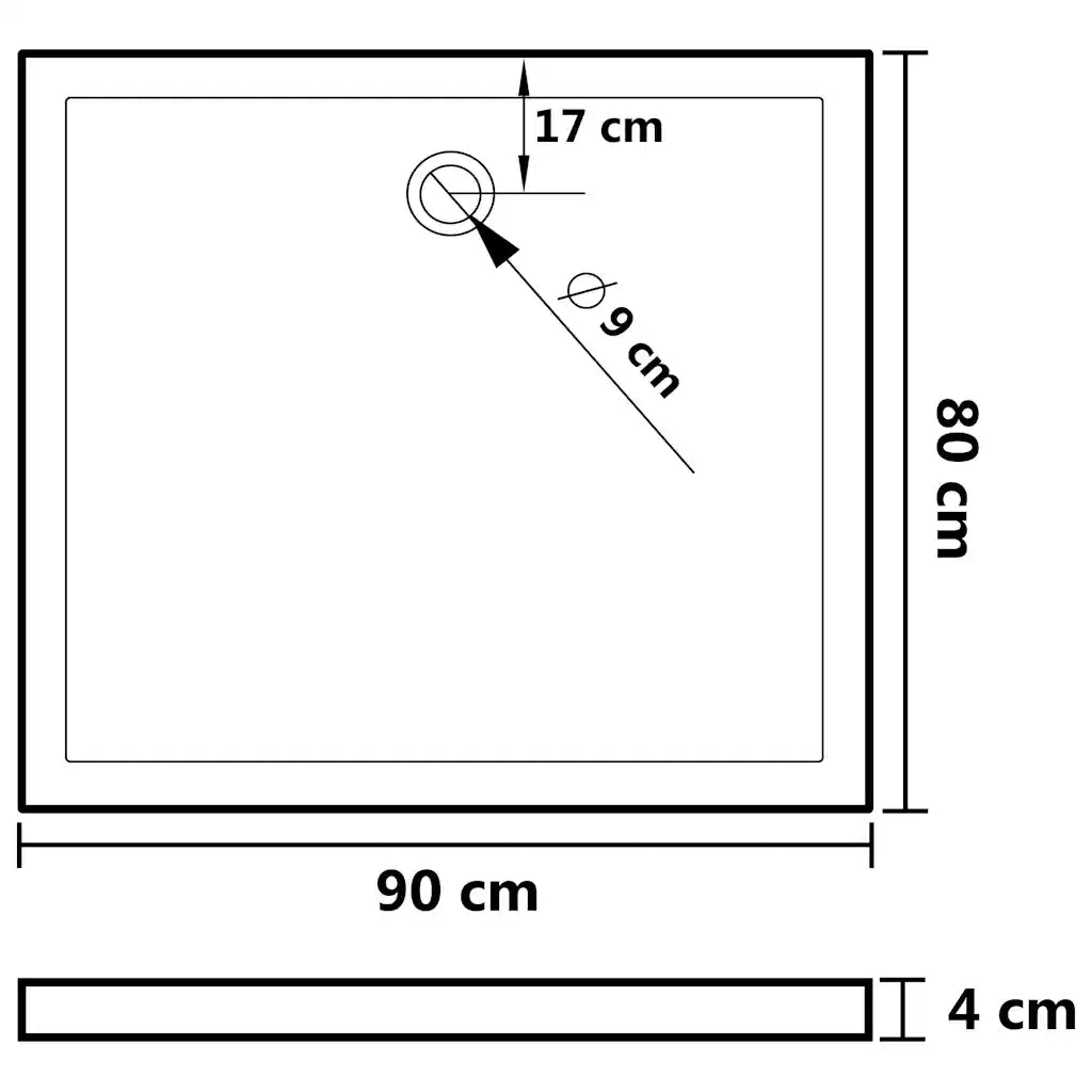 Piatto Doccia in ABS Rettangolare Nero 80x90 cm CFW4989563