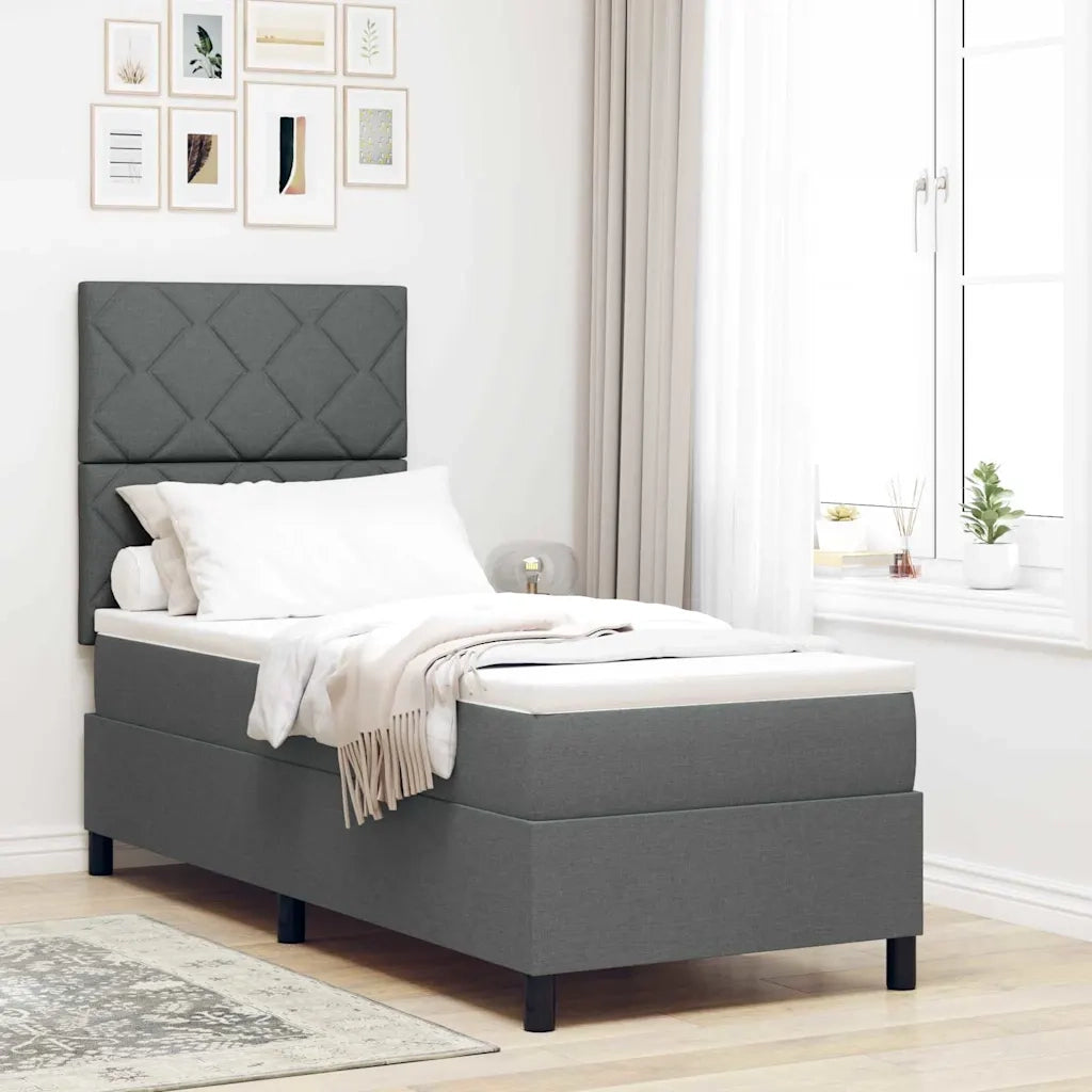 Letto a molle con materasso Grigio scuro 80 x 200 cm Tessuto 3342901