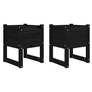 2 pz Fioriere | Cassetta per fiori | Vaso Nero 40x40x52,5 cm in Legno Massello di Pino