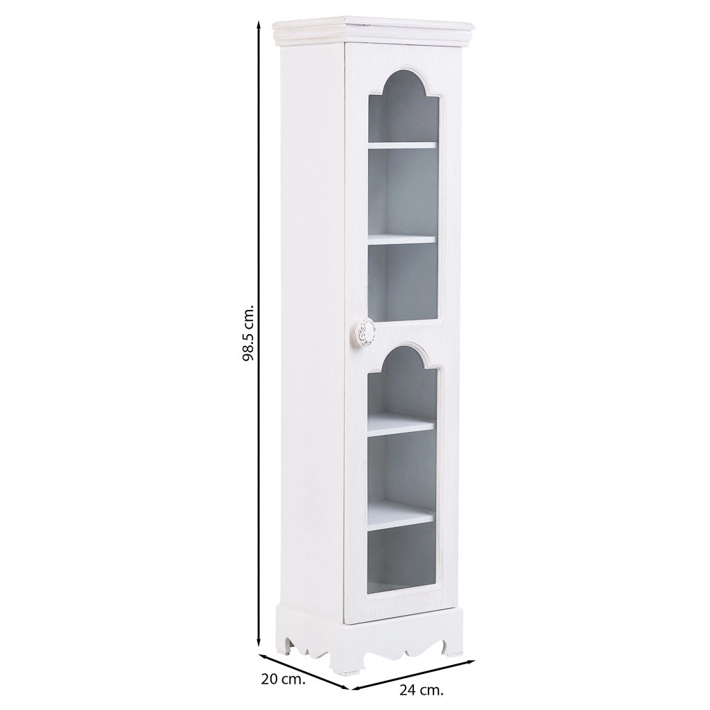 Vetrina in legno e vetro ad 1 anta bianca 24x20x98,5