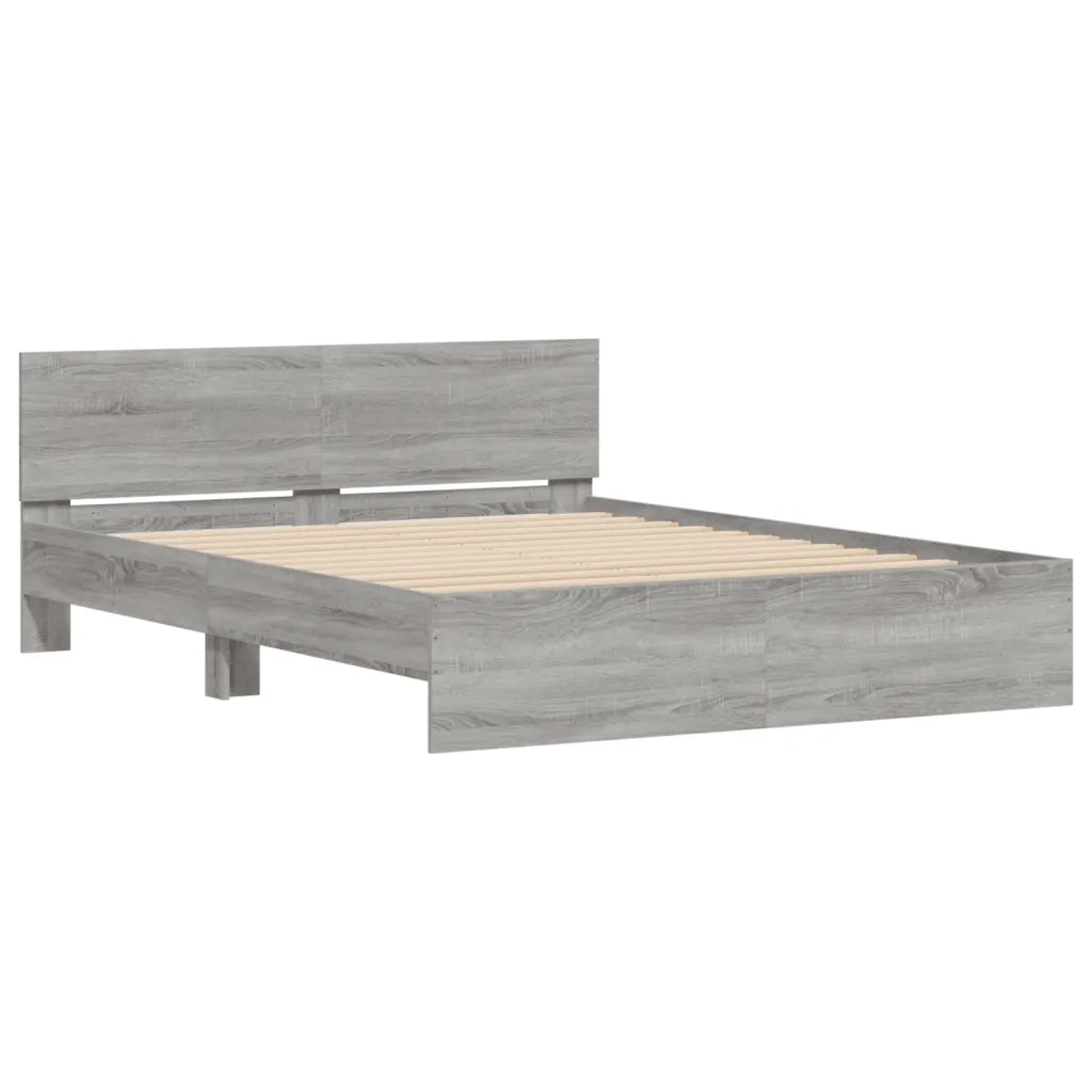 Giroletto con Testiera e LED-Struttura Letto con testiera Grigio Sonoma 160x200 cm 406341