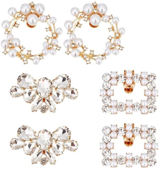 Set di 3 Clip per Scarpe con Cristallo di Strass per Matrimonio e Festa