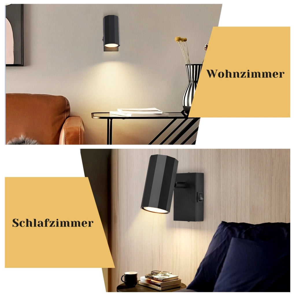 ZMH Faretto da soffitto neri 1 fiamma GU10 rotativo 350° interruttore metallo max 40W per corridoio anche parete