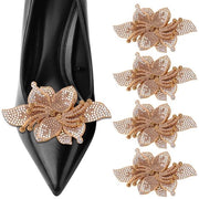 Decorazioni per Scarpe - Clip con Pizzo e Diamanti - 4 Pezzi - Fermagli Metallici con Ritorno - Accessori Eleganti per Scarpe