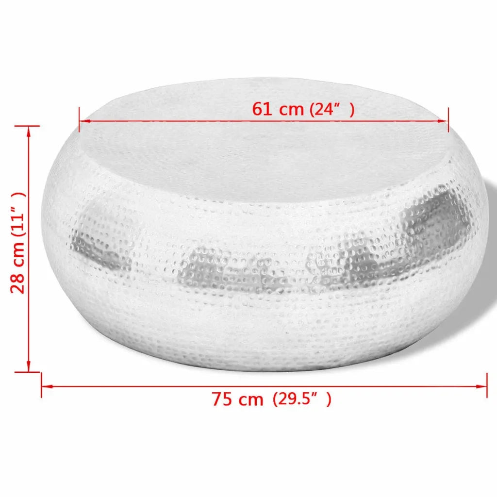 Tavolino per CaffÃ¨ in Alluminio Martellato Argento  cod mxl 47437