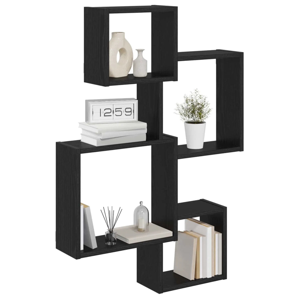 Mensole Cubo da Parete A parete Rovere Nero 64 x 13,5 x 91,5 cm 8012125