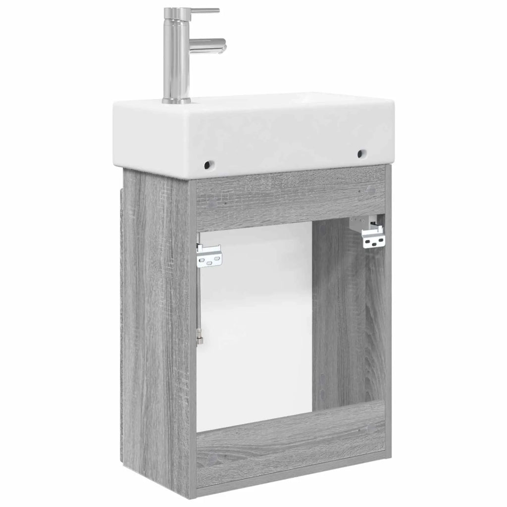 Mobile bagno con rubinetto Sonoma grigio 45,5 x 25,5 x 84 cm