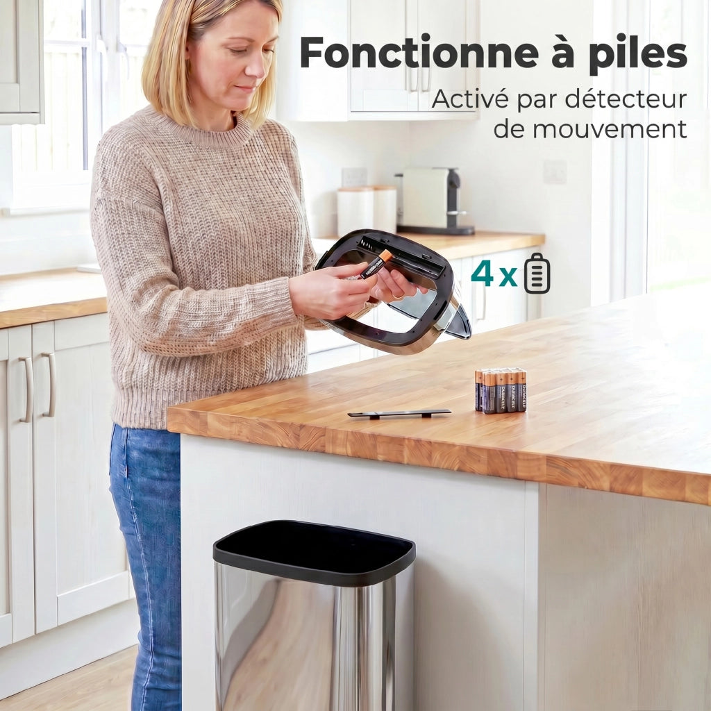 Bidone a Sensore di Movimento Apertura Automatica ¨C zephmum ¨C Acciaio Inox 50 L