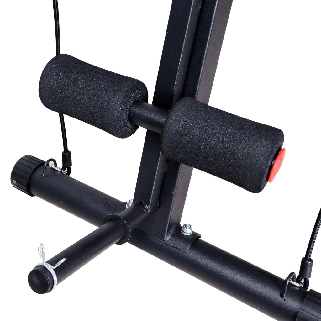 EasyComfort Panca Multifunzione Regolabile per Addominali, Panca Pesi Palestra per Allenamento Braccia e Gambe 54x160x106cm, Nero e Rosso