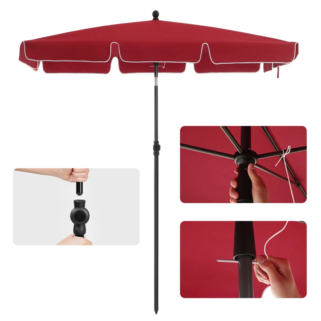 Ombrellone da balcone rettangolare 2 x 1,25 m Protezione UPF 50+ ombrellone in tela con copertura borsa per il trasporto terrazza giardino senza base rosso 12_0001750
