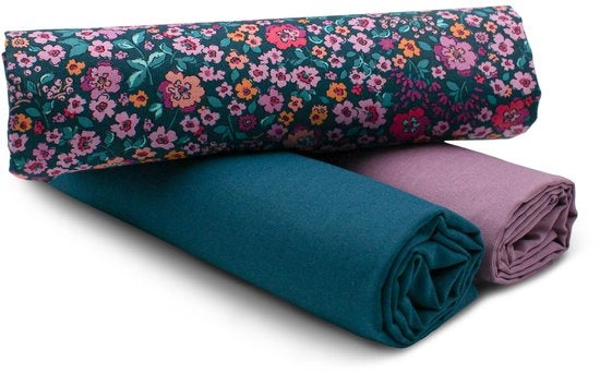 Set di stoffa in cotone 1,5m design + 2x scelta di tessuto 100% cotone a colori coordinati (Set82)