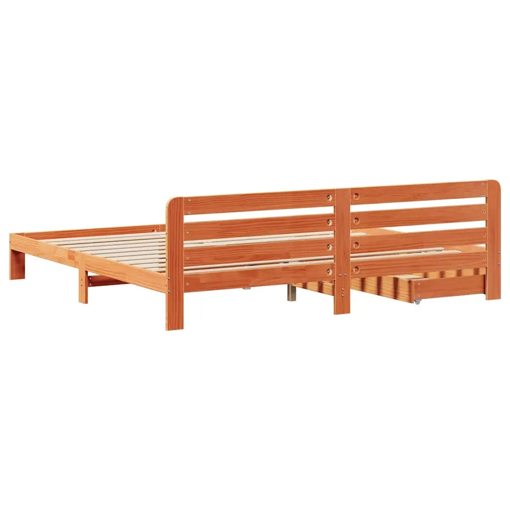 Giroletto senza Materasso Marrone Cera 200x200 cm Legno di Pino 3309859