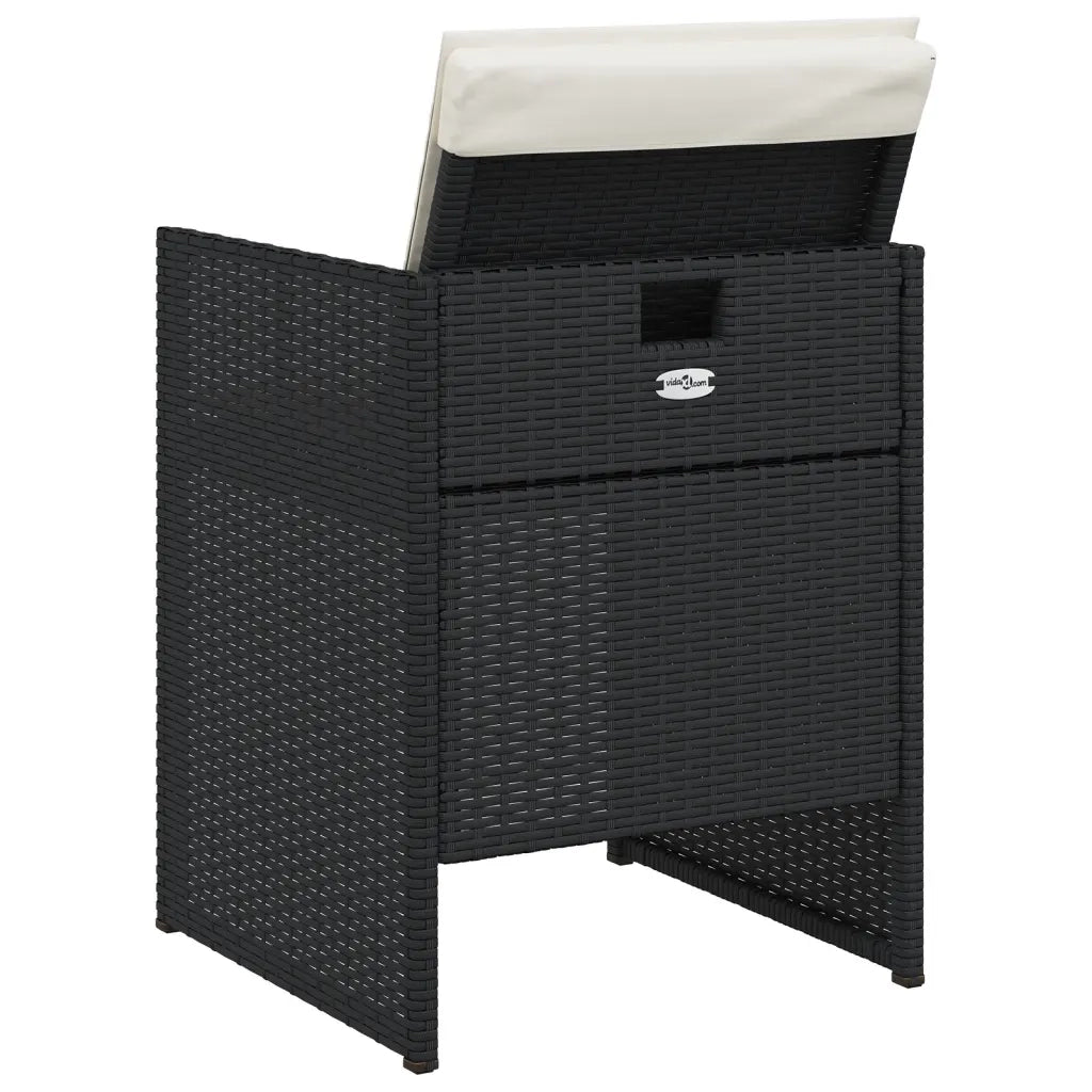 Sedie da Giardino con Cuscini 4 pz | Sedie da Esterno Nere in Polyrattan