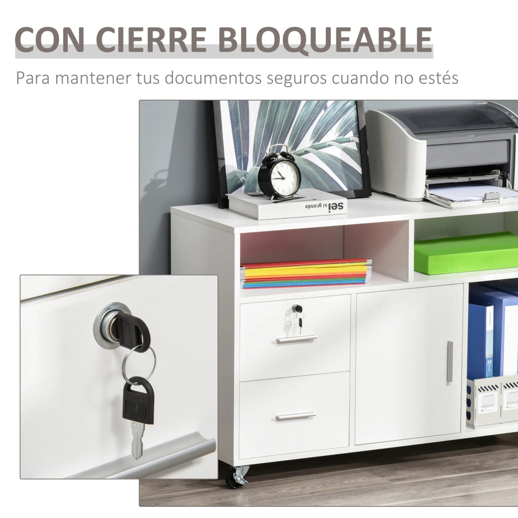 Scrivania con cassetti e ruote ¨C zephmum ¨C bianco 100x35x65 cm