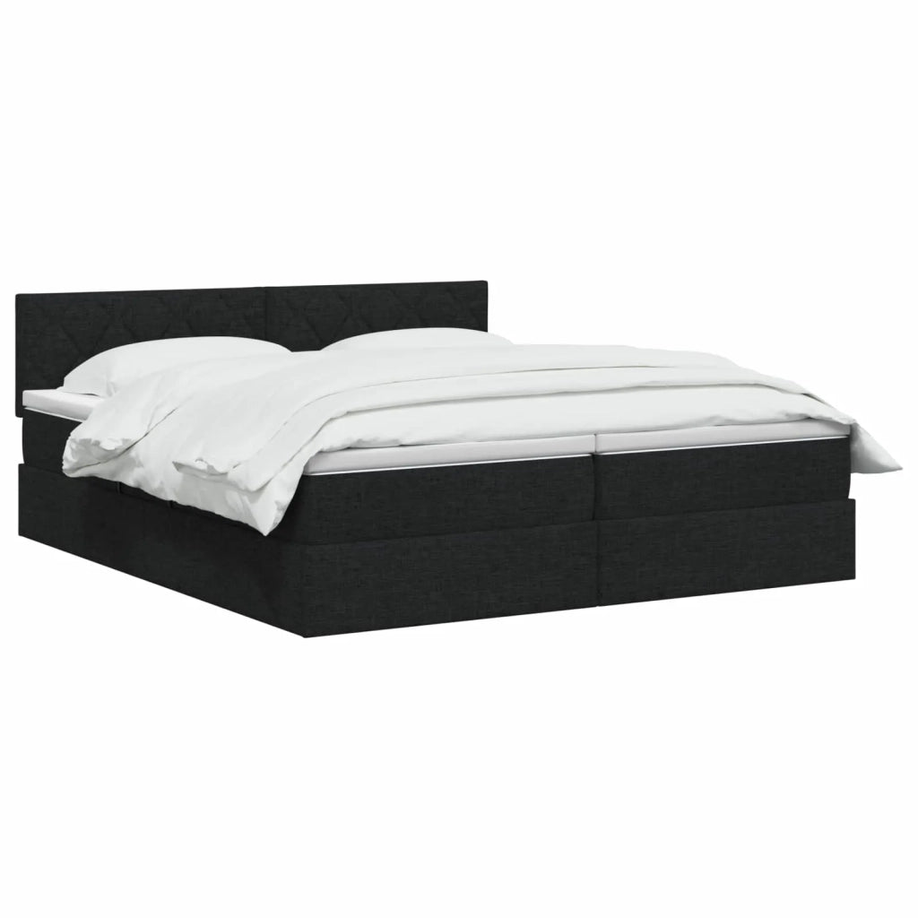 Letto con contenitore LED e materasso Nero 200 x 200 cm Tessuto 3459368