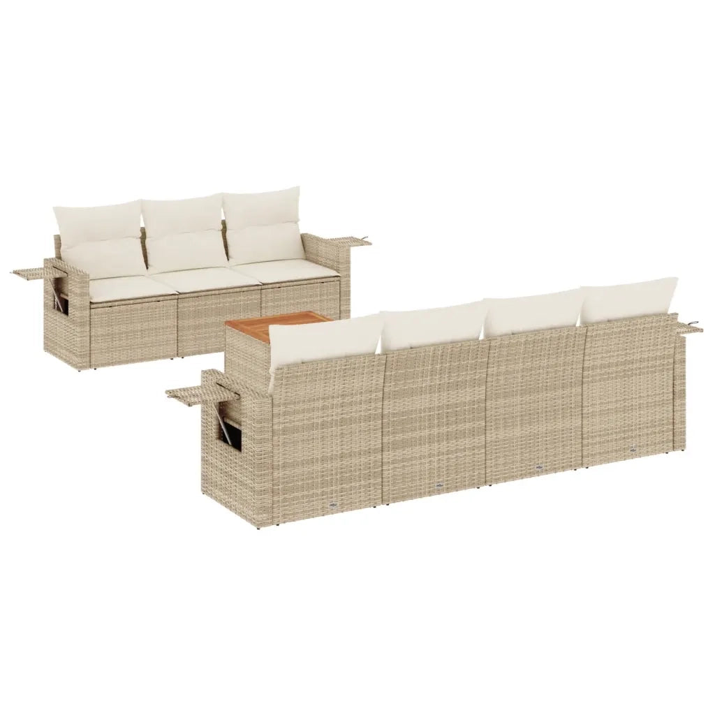 Set Divano da Giardino 8 pz con Cuscini Beige in Polyrattancod mxl 114278