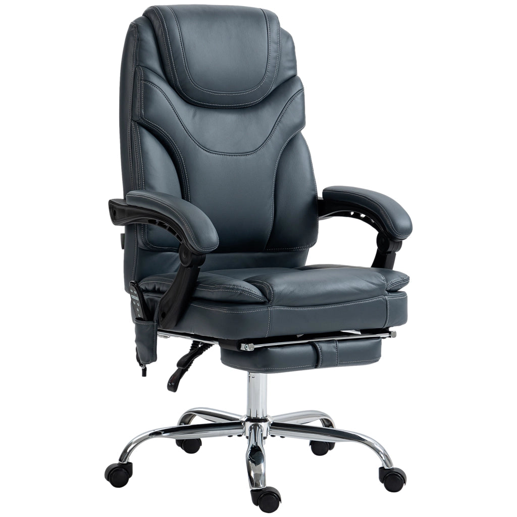 Sedia da Ufficio con Schienale e Braccioli ¨C Zephmum ¨C Pelle PU Grigio 67x67x113-121 cm