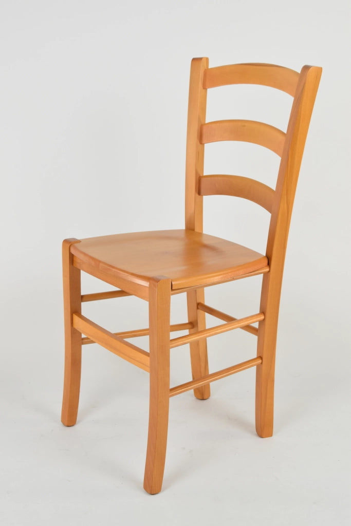 Set 6 Sedie Venice Tommychairs, robusta struttura in legno di faggio verniciata in miele e seduta in legno