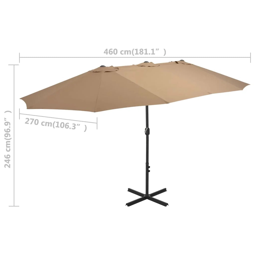 Ombrellone da esterno e palo in alluminio 460 x 270 cm tortora 02_0008298