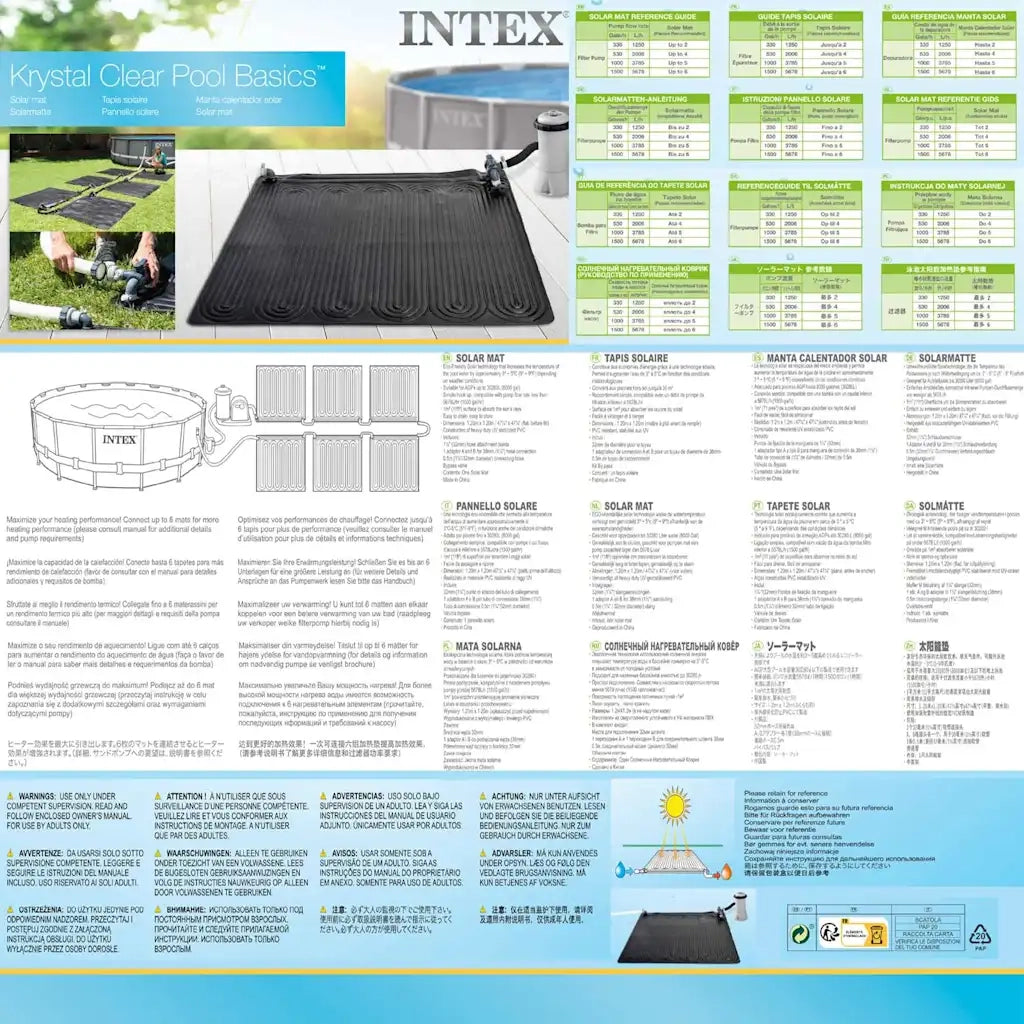 INTEX Tappetino Solare Termico PVC 1,2x1,2 m Nero 28685 3202738