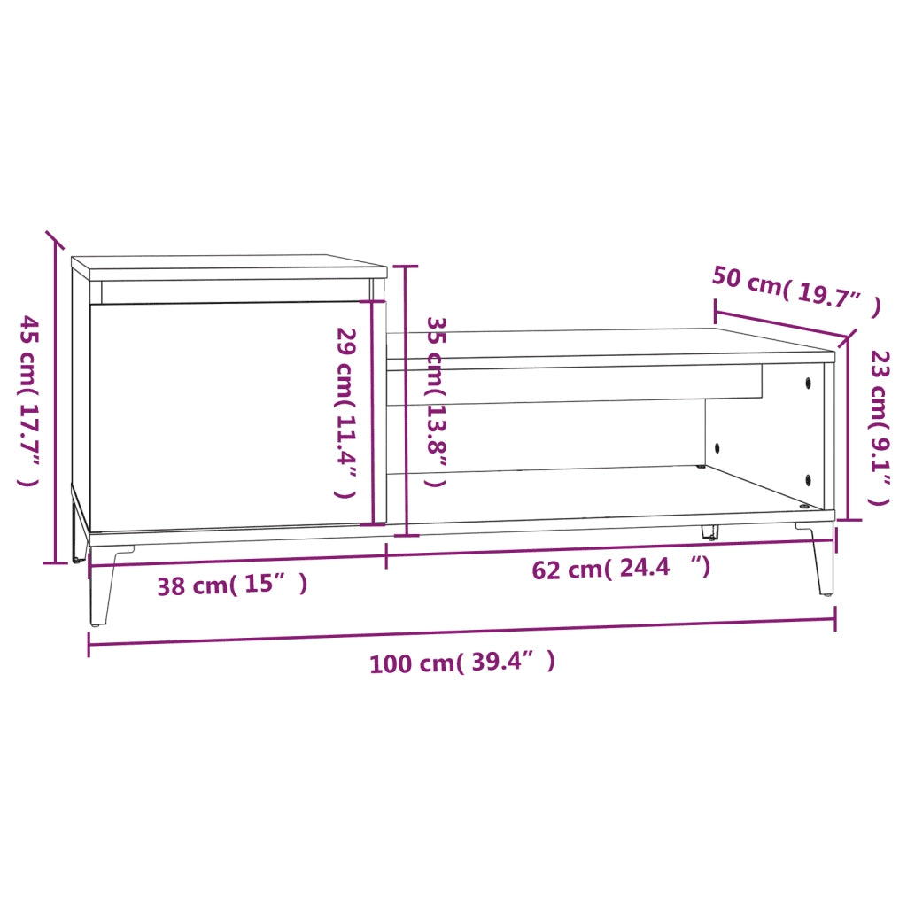 Tavolino da salotto | Tavolino da caff¨¨ | Tavolino da Soggiorno Bianco 100x50x45 cm in Legno Multistrato