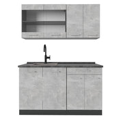 Vicco Cucina completa Calcestruzzo/antracite 140 cm senza piano di lavoro
