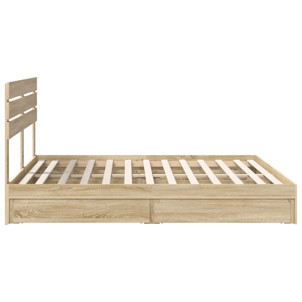 Letto con Contenitore con testiera Rovere Sonoma 180 x 200 cm