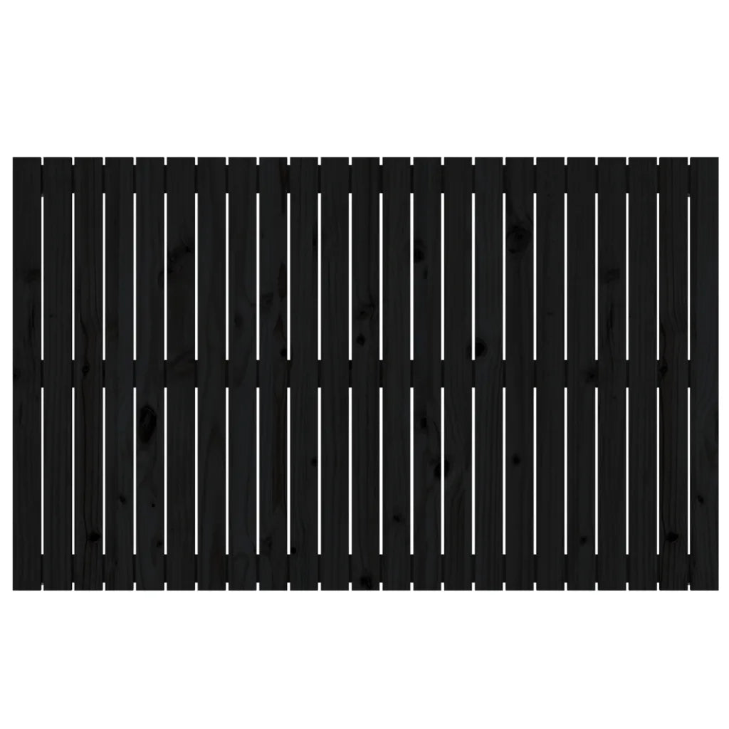 Testiera da Parete Nera 147x3x90 cm in Legno Massello di Pino 824897