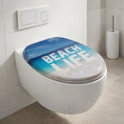 Sedile wc copri vater universale frizionato fantasia in mdf chiusura rallentata *** fantasia beach life, confezione 1