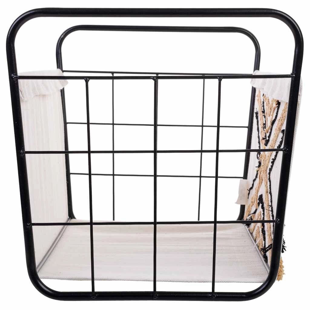 Cesto portaoggetti in metallo e tessuto 46x33x23/33h cm