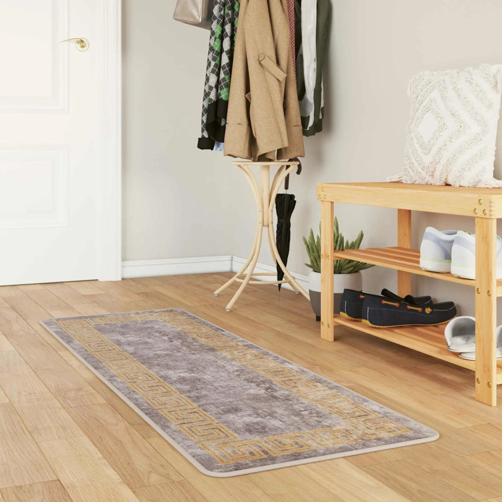 Runner Tappeto MARSA Grigio 50 x 150 cm Poliestere e PVC