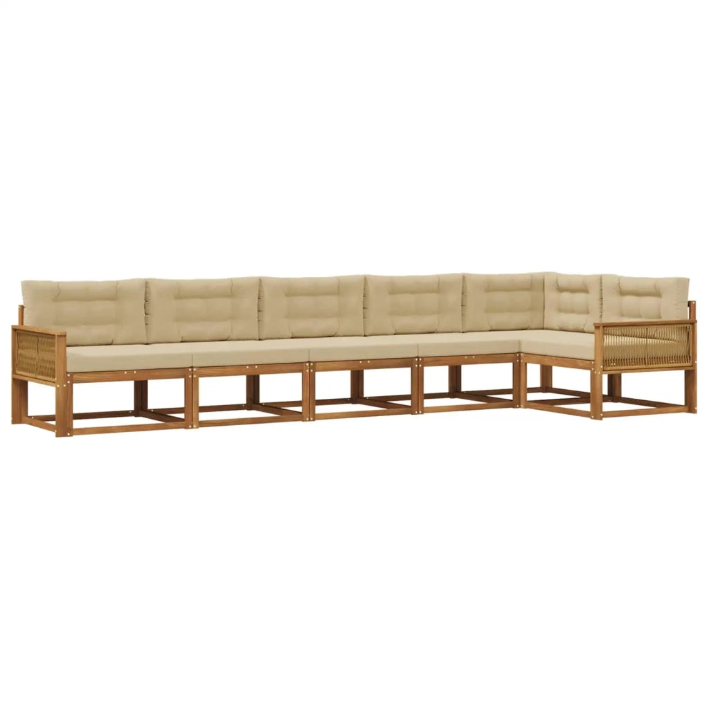 Set di divani da esterno 6 pz Naturale e Beige 3382611