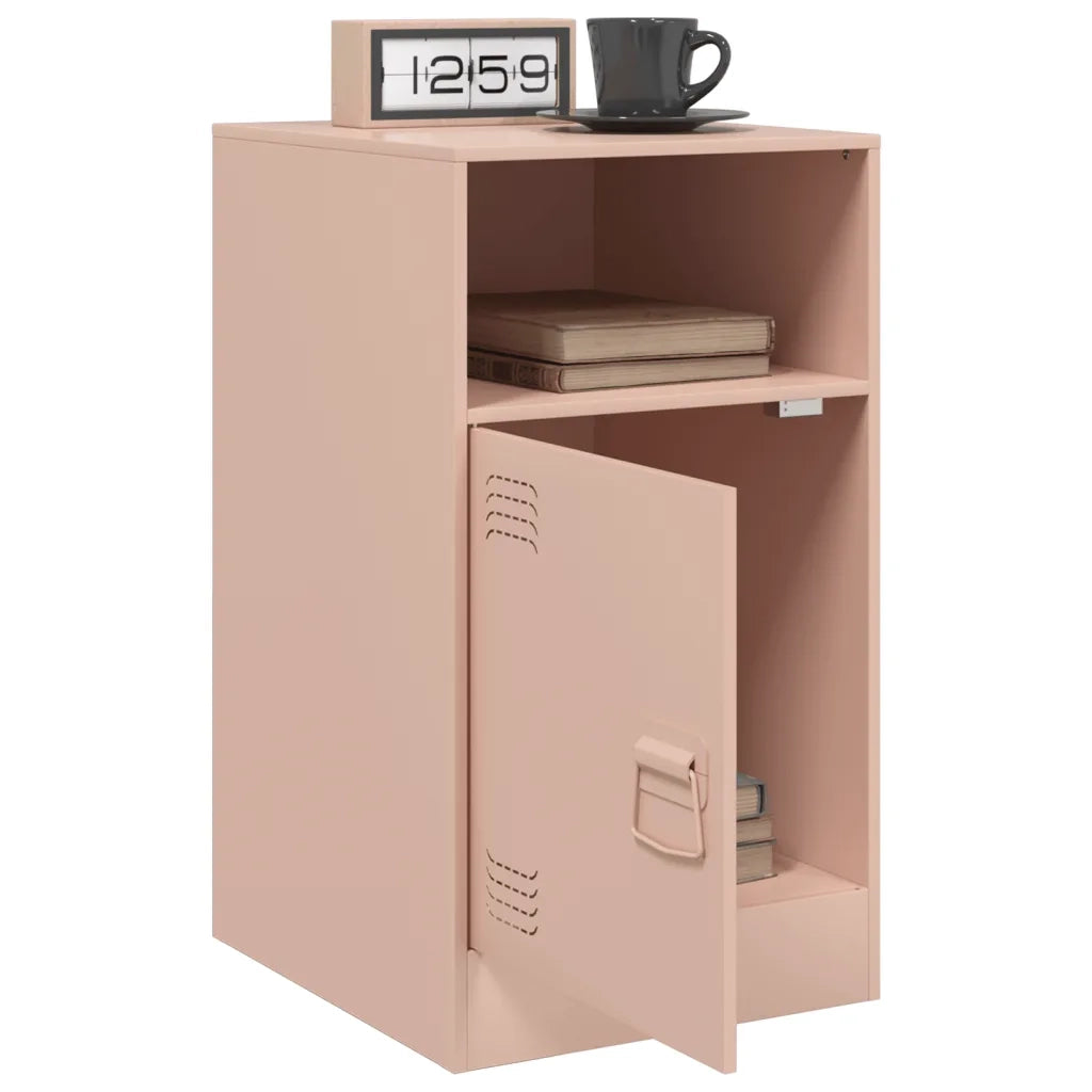 Comodino | Armadio da Notte | Mobiletto da notte Rosa 34,5x39x62 cm in Acciaio
