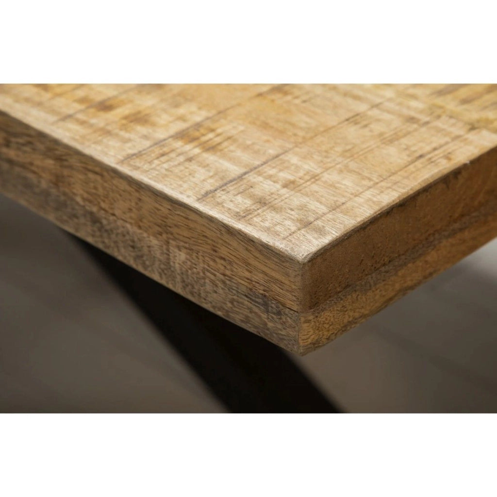 Tavolo da pranzo SOLARA 180 cm – Piano in legno massello di mango e metallo nero