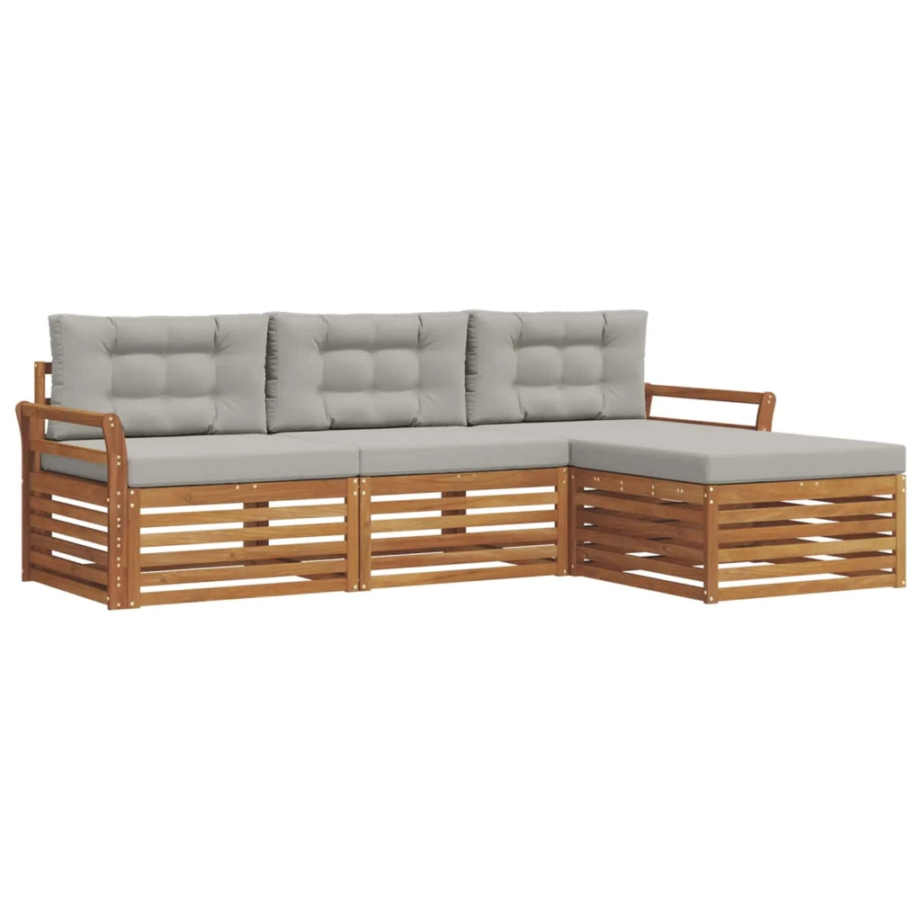 Set di divani da esterno con cuscino Grigio Naturale e Chiaro