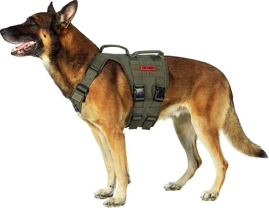 Tuoglio per cani senza tirare, protezione tattica per cani grandi, medi e piccoli, avvolto, 2 maniglie, giacca per cani con staffe metalliche per la riabilitazione