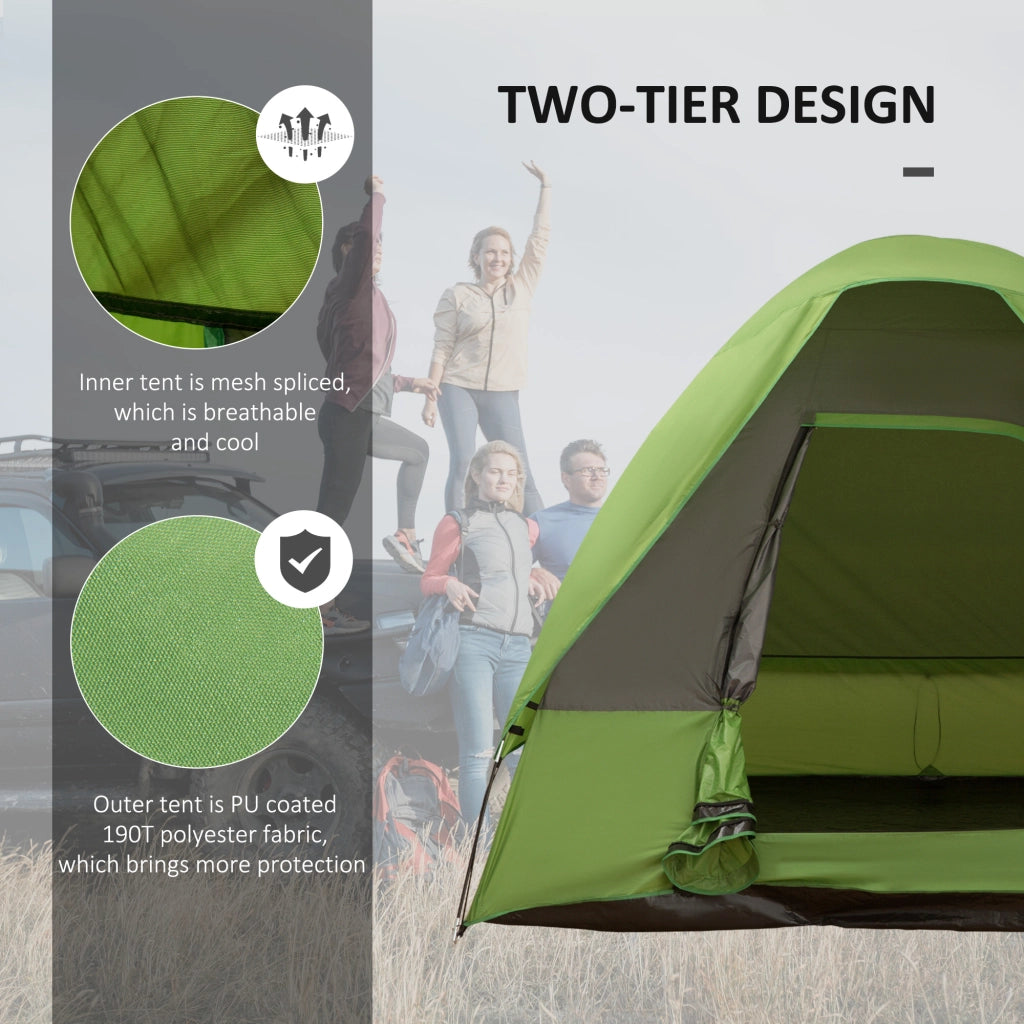 Tenda da campeggio Tenda auto per 4-5 persone; 300 x 300 x 230 cm; realizzata in vetroresina e poliestere; verde; ideale per avventure all'aperto