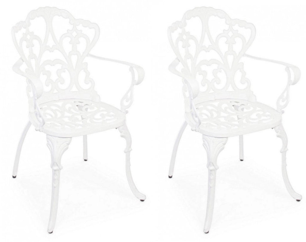 Set 2 Sedie da Giardino 57,5x58x87,5h cm con Braccioli Victoria Bianco