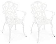 Set 2 Sedie da Giardino 57,5x58x87,5h cm con Braccioli Victoria Bianco