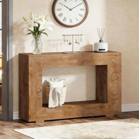 TAVOLO CONSOLLE 120x30x83,5 cm Marrone in pannello di legno Stile rustico